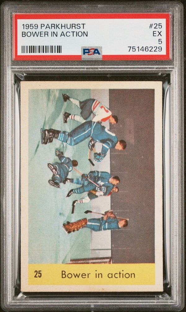 1959 Parkhurst Hockey Bower In Action PSA 5 - Cartes Sportives Rive Sud