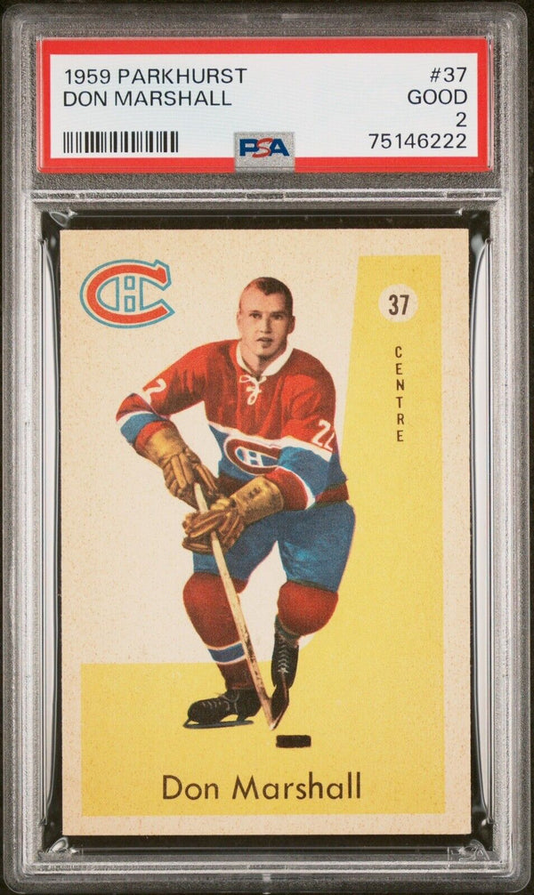 1959 Parkhurst Hockey Don Marshall PSA 2 - Cartes Sportives Rive Sud