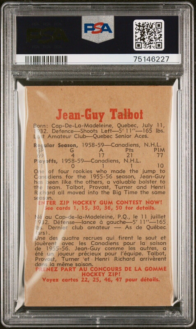 1959 Parkhurst Hockey Jean Guy Talbot PSA 4 - Cartes Sportives Rive Sud