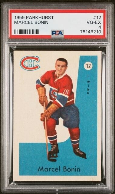 1959 Parkhurst Hockey Marcel Bonin #12 PSA 4 - Cartes Sportives Rive Sud