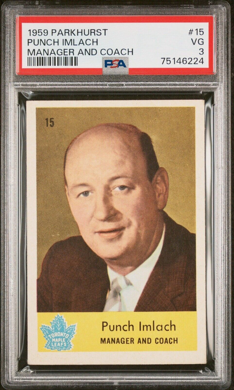 1959 Parkhurst Hockey Punch Imlach PSA 3 - Cartes Sportives Rive Sud