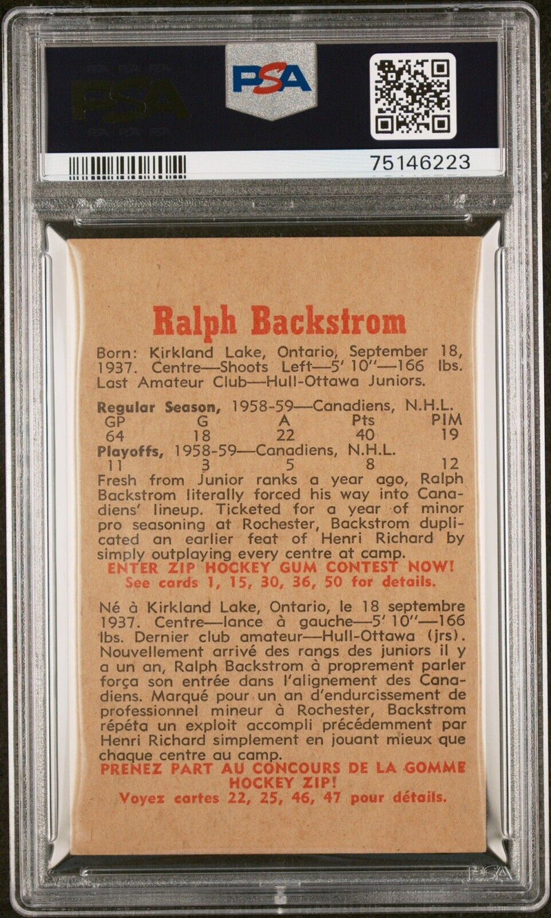 1959 Parkhurst Hockey Ralph Backstrom PSA 5 - Cartes Sportives Rive Sud