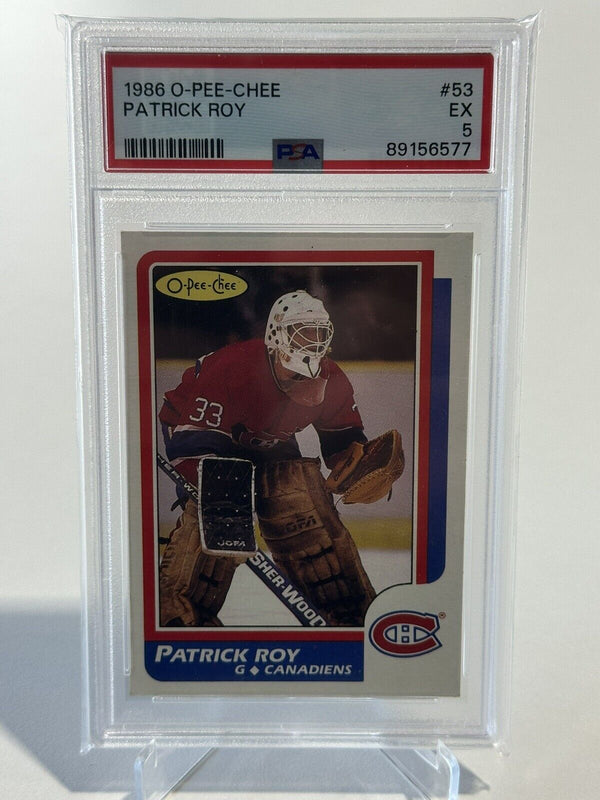 1986-87 OPC Patrick Roy Rookie #53 PSA5 - Cartes Sportives Rive Sud