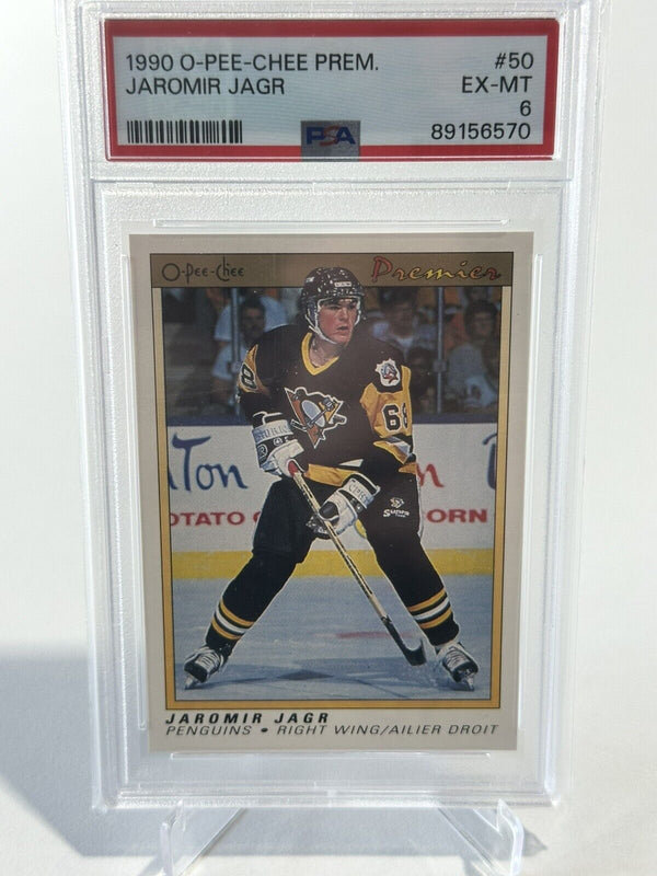 1990-91 OPC Premier Rookie Jaromir Jagr #50 PSA 6 - Cartes Sportives Rive Sud