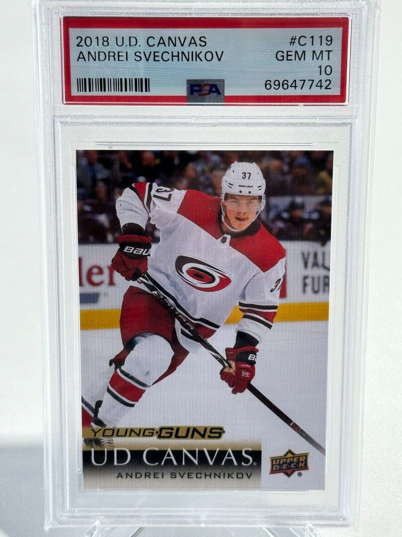 2018-19 Upper Deck UD Canvas Young Guns Andrei Sveshnikov Rookie GEM MT PSA 10 - Cartes Sportives Rive Sud