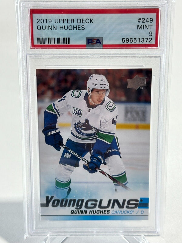 2019-20 Upper Deck Young Guns Quinn Hughes Rookie PSA 9 - Cartes Sportives Rive Sud