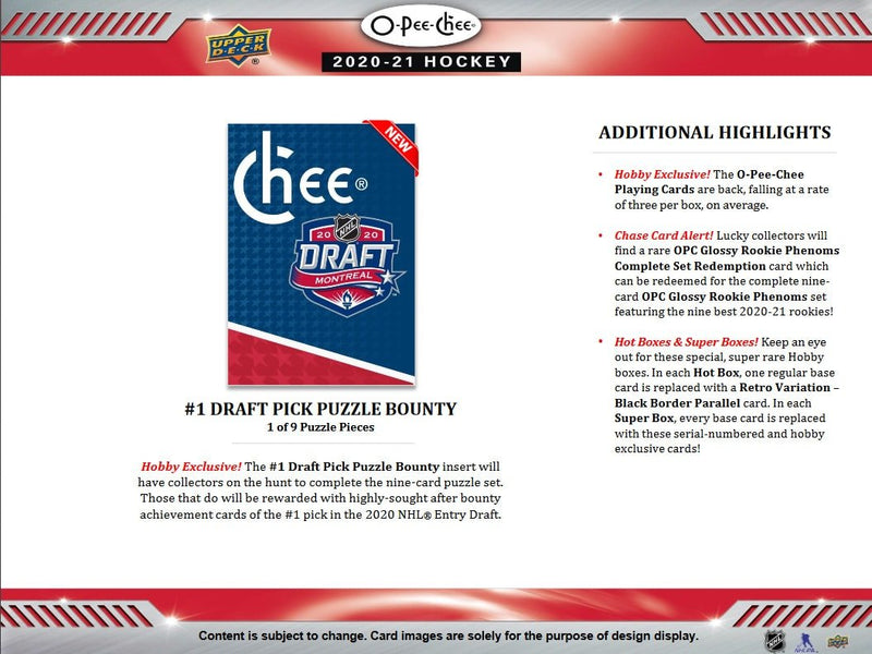 2020-21 O-Pee-Chee Hockey Hobby Box - Cartes Sportives Rive Sud