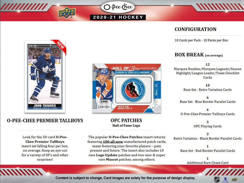 2020-21 O-Pee-Chee Hockey Hobby Box - Cartes Sportives Rive Sud