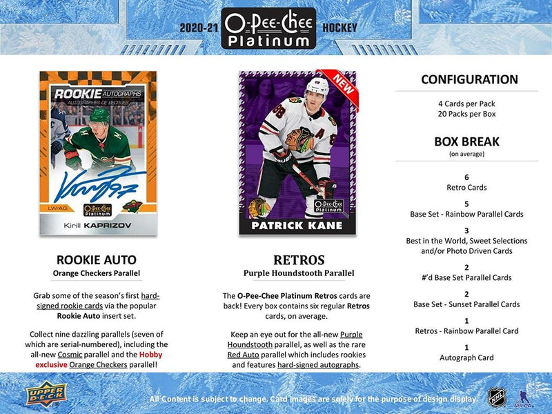 2020 - 21 O - Pee - Chee Platinum Hockey Hobby Box - Cartes Sportives Rive Sud