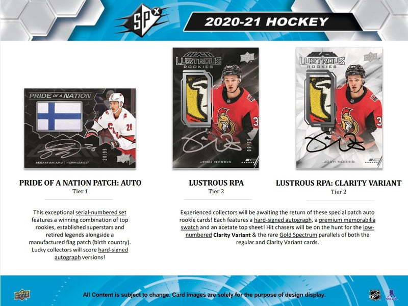 2020-21 Upper Deck SPX Hockey Hobby Box - Cartes Sportives Rive Sud