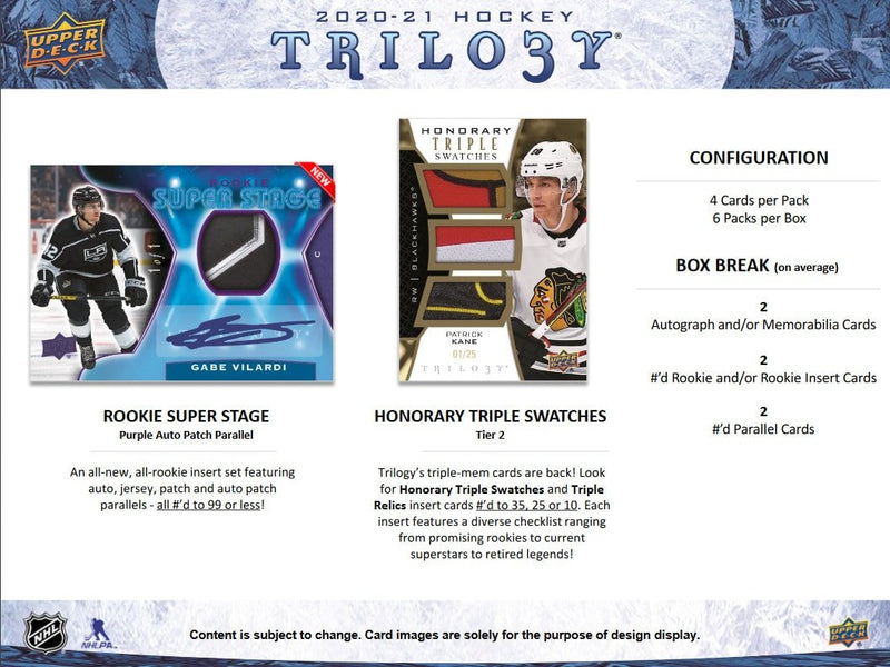 2020-21 Upper Deck Trilogy Hockey Hobby Box - Cartes Sportives Rive Sud