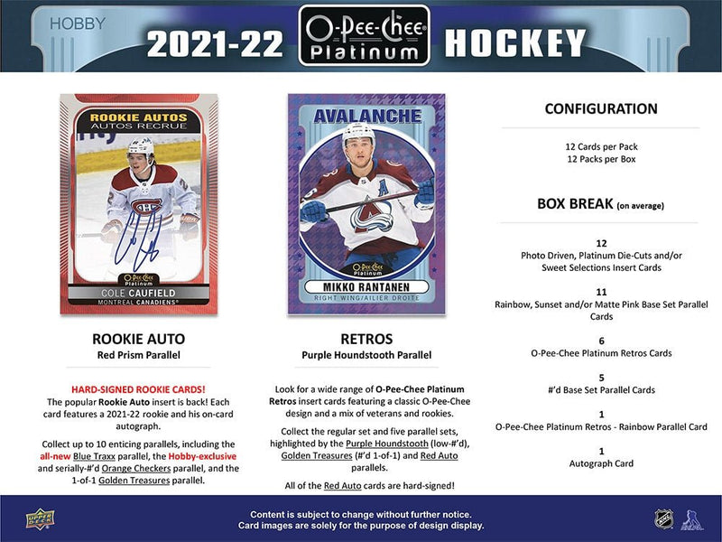 2021-22 O-Pee-Chee Platinum Hockey Hobby Box - Cartes Sportives Rive Sud