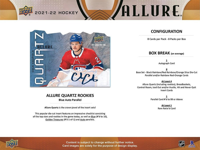 2021-22 Upper Deck Allure Hockey Hobby Box - Cartes Sportives Rive Sud