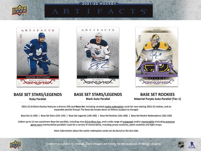 2021-22 Upper Deck Artifacts Hockey Hobby Box - Cartes Sportives Rive Sud