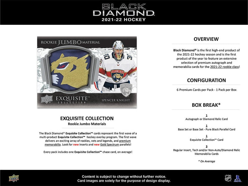 2021 - 22 Upper Deck Black Diamond Hockey Hobby Box - Cartes Sportives Rive Sud