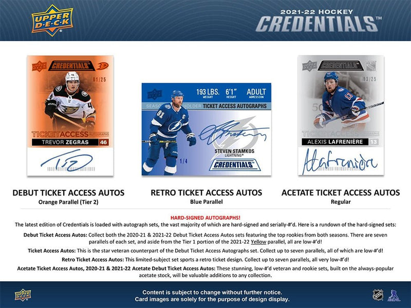 2021-22 Upper Deck Credentials Hockey Hobby Box - Cartes Sportives Rive Sud