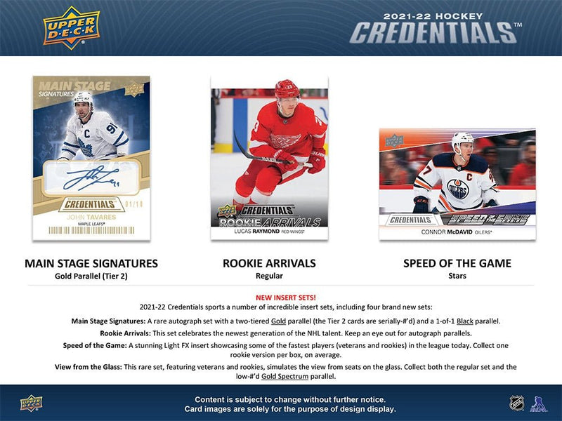 2021-22 Upper Deck Credentials Hockey Hobby Box - Cartes Sportives Rive Sud