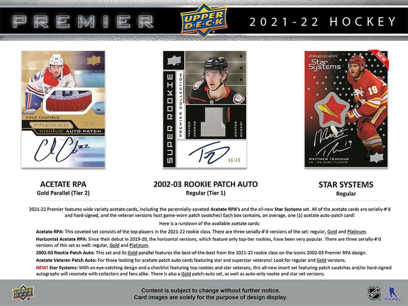 2021-22 Upper Deck Premier Hockey Hobby Box - Cartes Sportives Rive Sud