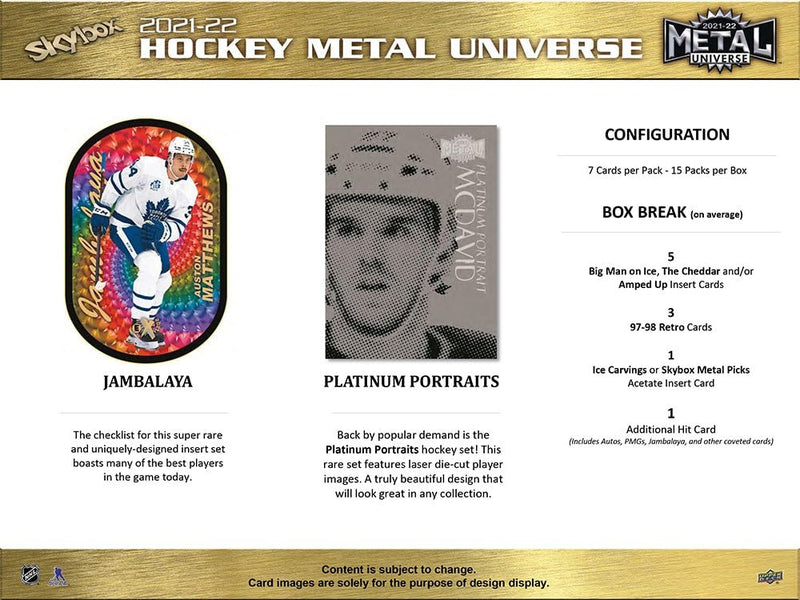 2021-22 Upper Deck Skybox Metal Universe Hockey Hobby Box - Cartes Sportives Rive Sud