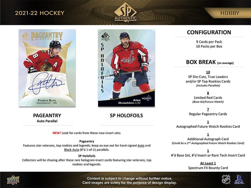 2021-22 Upper Deck SP Authentic Hockey Hobby Box - Cartes Sportives Rive Sud