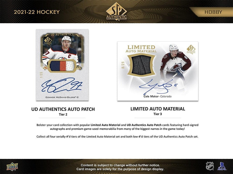 2021-22 Upper Deck SP Authentic Hockey Hobby Box - Cartes Sportives Rive Sud