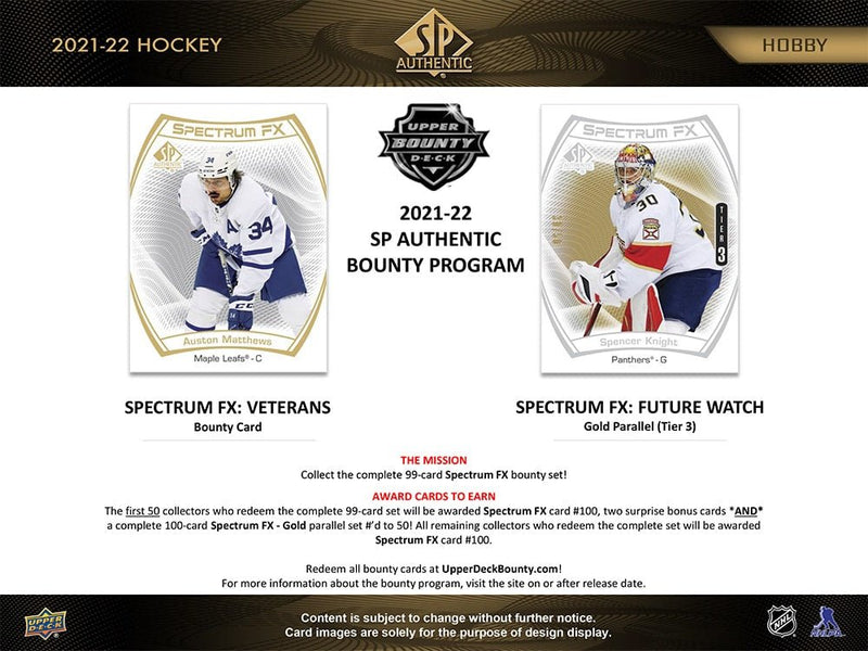 2021-22 Upper Deck SP Authentic Hockey Hobby Box - Cartes Sportives Rive Sud