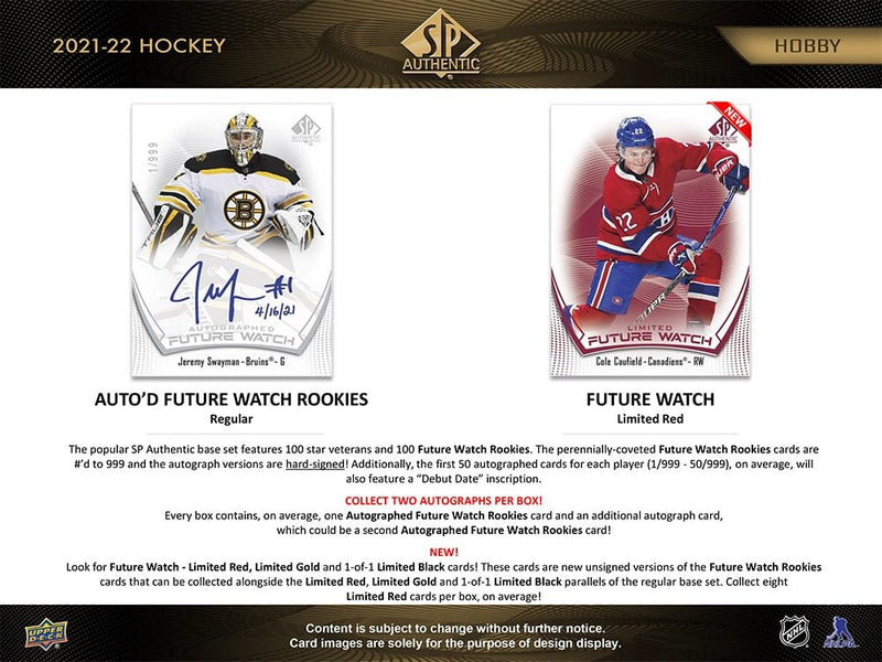 2021-22 Upper Deck SP Authentic Hockey Hobby Box - Cartes Sportives Rive Sud