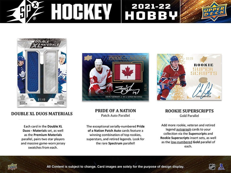 2021-22 Upper Deck SPX Hockey Hobby Box - Cartes Sportives Rive Sud