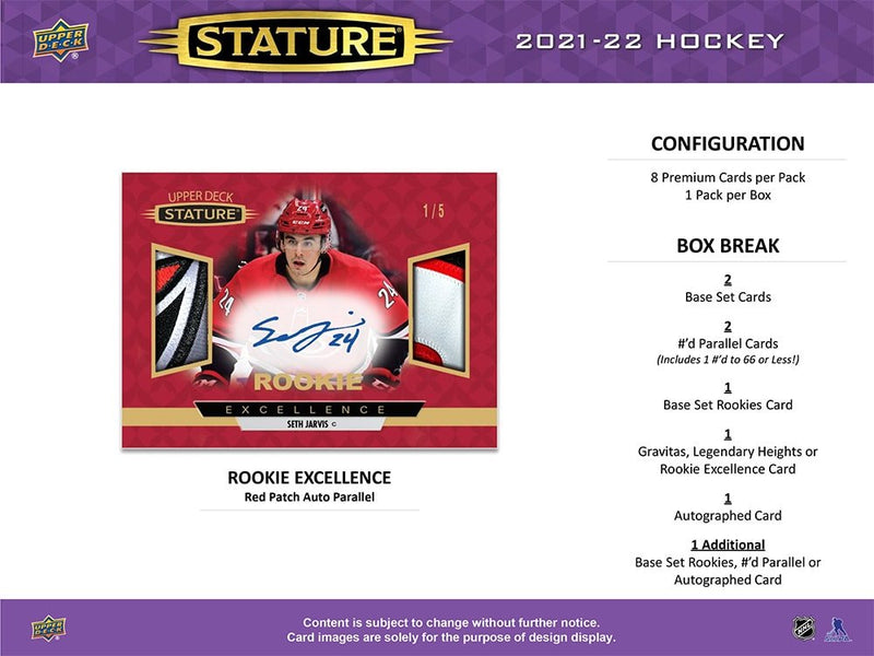 2021-22 Upper Deck Stature Hockey Hobby Box - Cartes Sportives Rive Sud