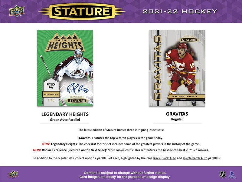 2021-22 Upper Deck Stature Hockey Hobby Box - Cartes Sportives Rive Sud