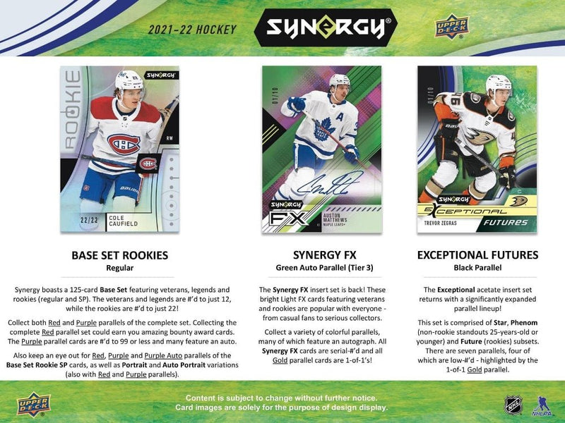 2021-22 Upper Deck Synergy Hockey Hobby Box - Cartes Sportives Rive Sud