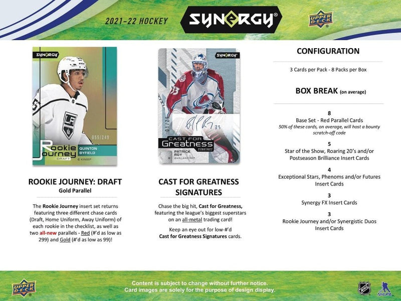 2021-22 Upper Deck Synergy Hockey Hobby Box - Cartes Sportives Rive Sud