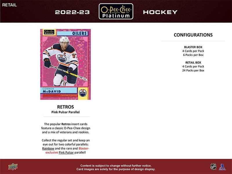 2022 - 23 O - Pee - Chee Platinum Hockey Blaster Box - Cartes Sportives Rive Sud