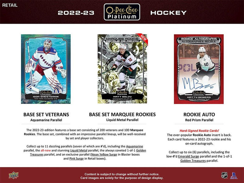 2022 - 23 O - Pee - Chee Platinum Hockey Blaster Box - Cartes Sportives Rive Sud