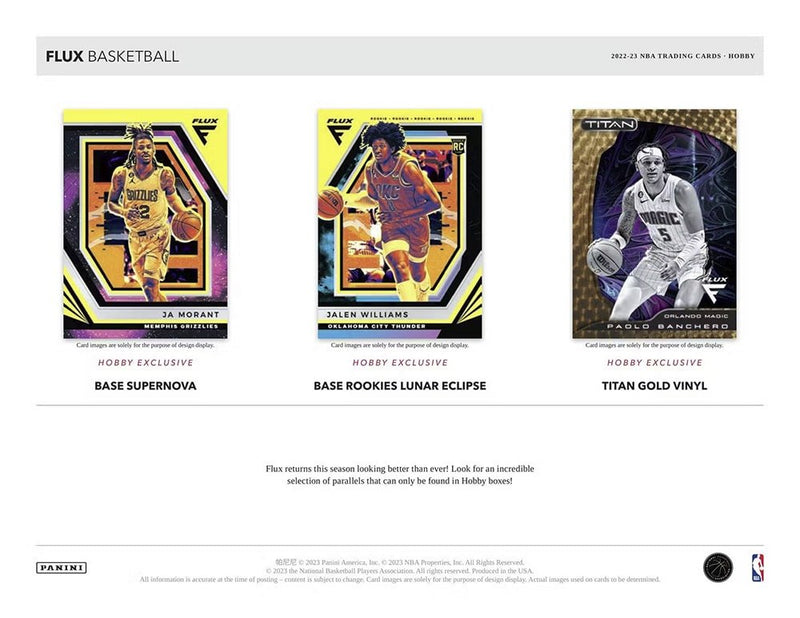 2022-23 Panini Flux Basketball Hobby Box - Cartes Sportives Rive Sud