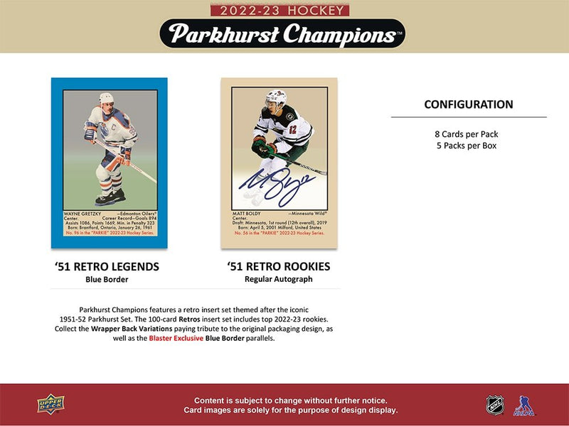 2022 - 23 Parkhurst Champions Hockey Blaster Box - Cartes Sportives Rive Sud