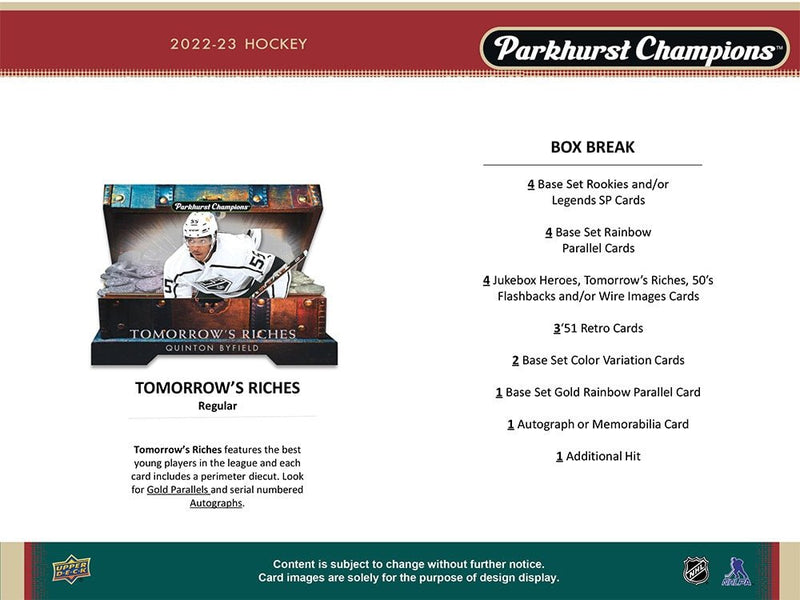 2022-23 Parkhurst Champions Hockey Hobby Box - Cartes Sportives Rive Sud