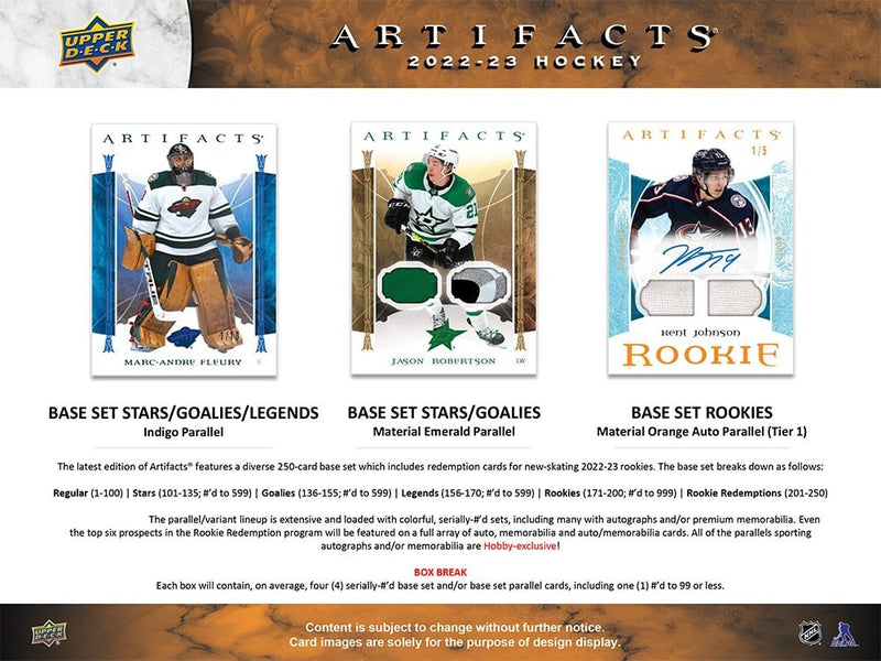 2022-23 Upper Deck Artifacts Hockey Hobby Box - Cartes Sportives Rive Sud