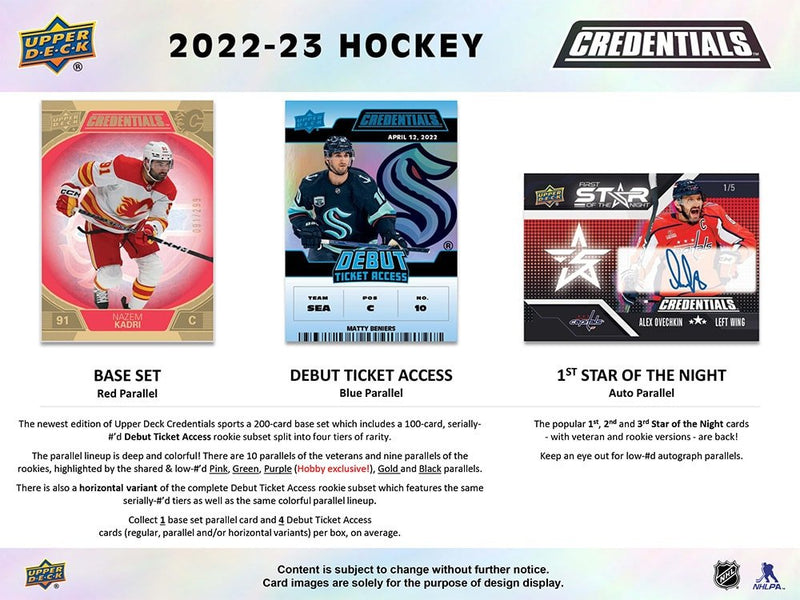 2022-23 Upper Deck Credentials Hockey Hobby Box - Cartes Sportives Rive Sud