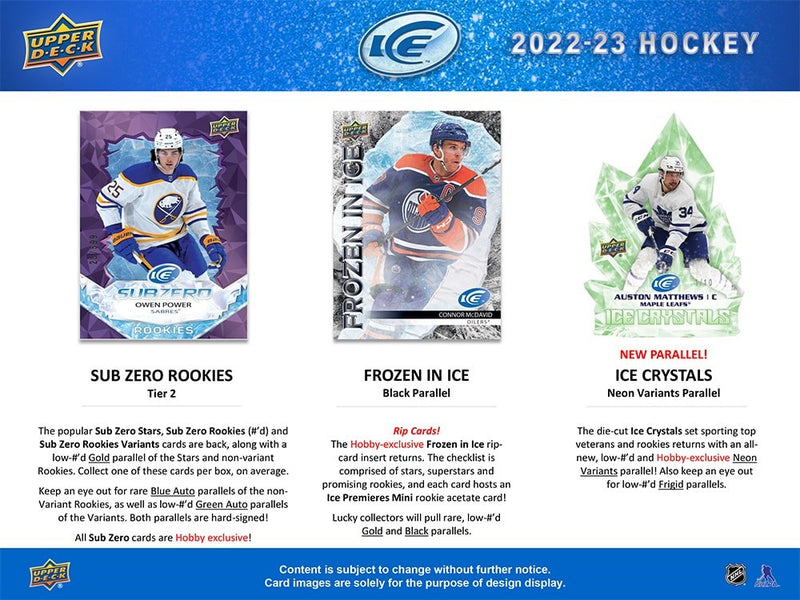 2022 - 23 Upper Deck Ice Hockey Hobby Box - Cartes Sportives Rive Sud