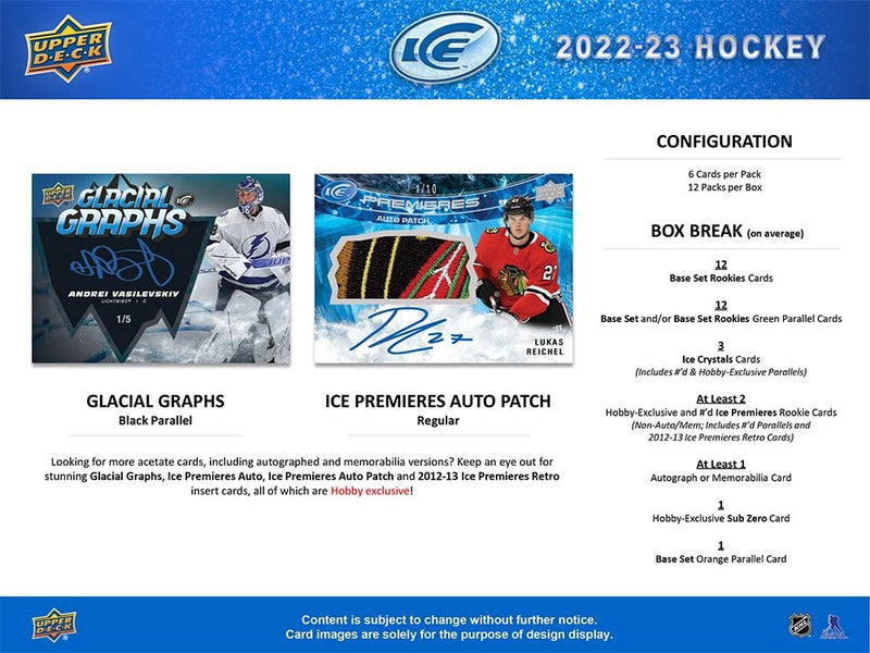 2022 - 23 Upper Deck Ice Hockey Hobby Box - Cartes Sportives Rive Sud