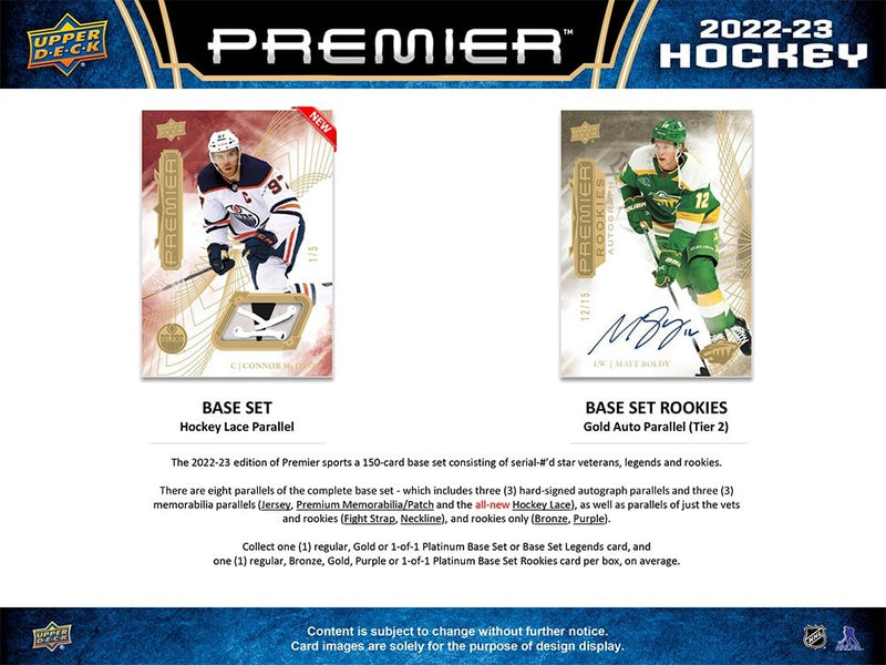 2022 - 23 Upper Deck Premier Hockey Hobby Box - Cartes Sportives Rive Sud