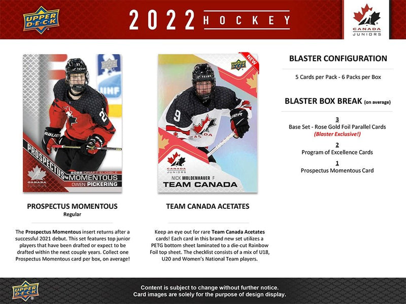 2022-23 Upper Deck Team Canada Juniors Hockey Blaster Box - Cartes Sportives Rive Sud