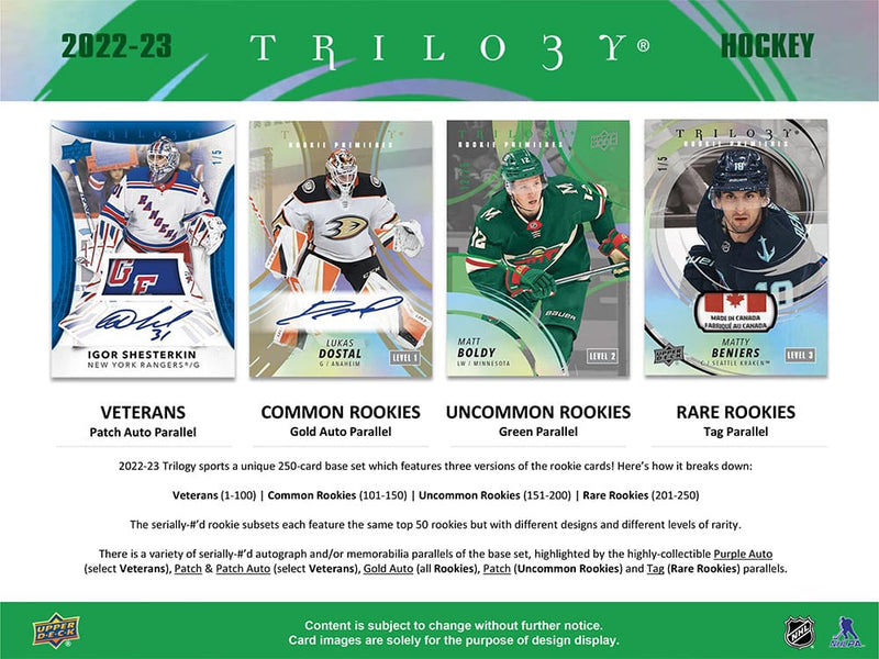 2022-23 Upper Deck Trilogy Hockey Hobby Box - Cartes Sportives Rive Sud