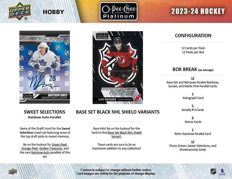 2023 - 24 O - Pee - Chee Platinum Hockey Hobby Box (Pre - Order) - Cartes Sportives Rive Sud