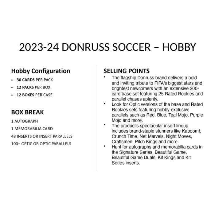 2023 - 24 Panini Donruss Soccer Hobby Box - Cartes Sportives Rive Sud