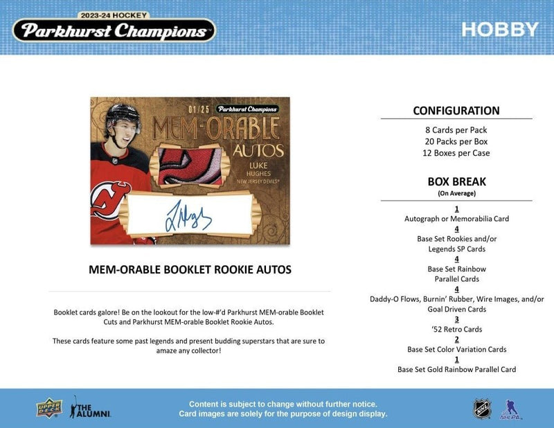 2023 - 24 Parkhurst Champions Hockey Hobby Box - Cartes Sportives Rive Sud