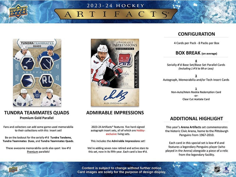 2023-24 Upper Deck Artifacts Hockey Hobby Box - Cartes Sportives Rive Sud