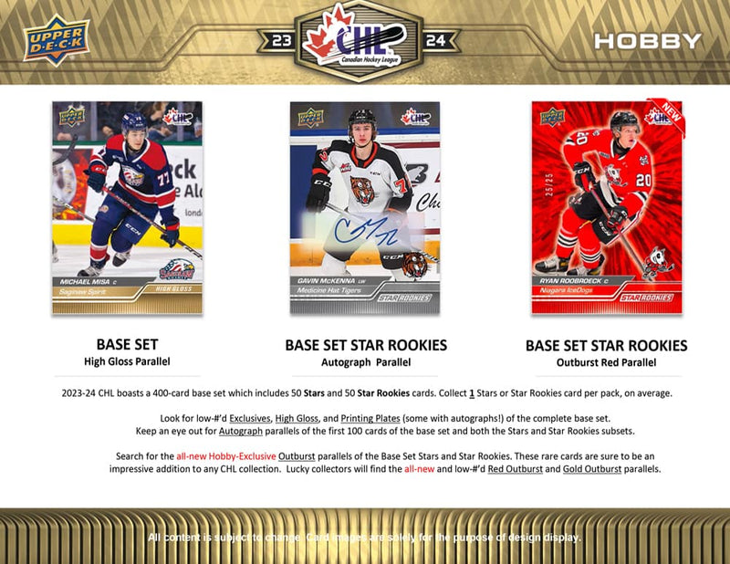 2023 - 24 Upper Deck CHL Hockey Hobby Box (Pre - order) - Cartes Sportives Rive Sud