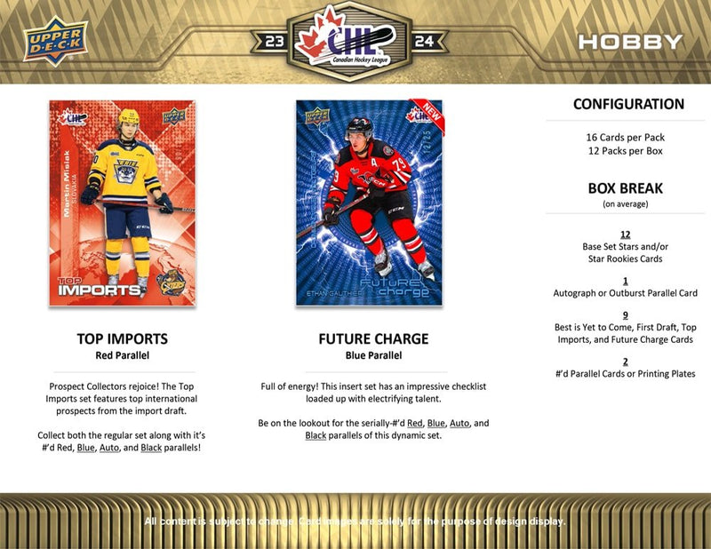 2023 - 24 Upper Deck CHL Hockey Hobby Box (Pre - order) - Cartes Sportives Rive Sud